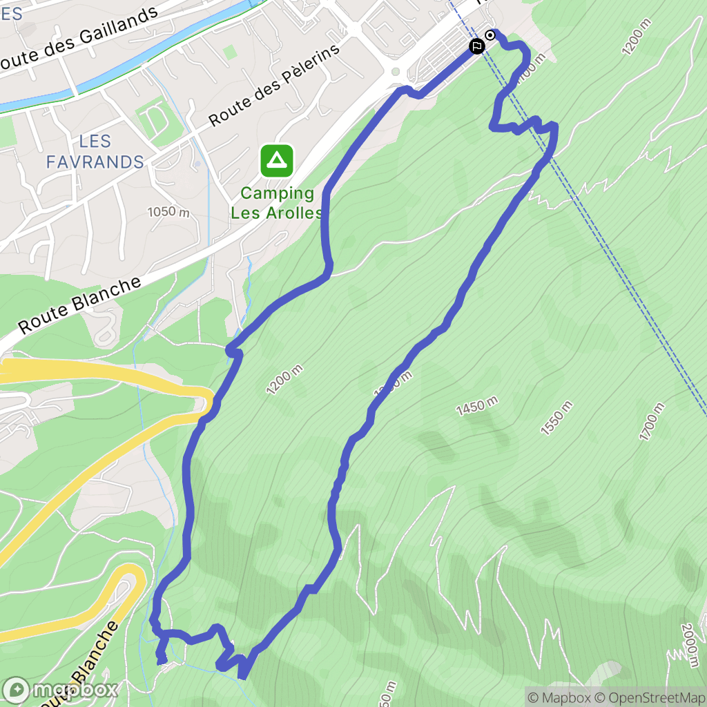 Chamonix-Mont-Blanc : carte du parcours de randonnée - France