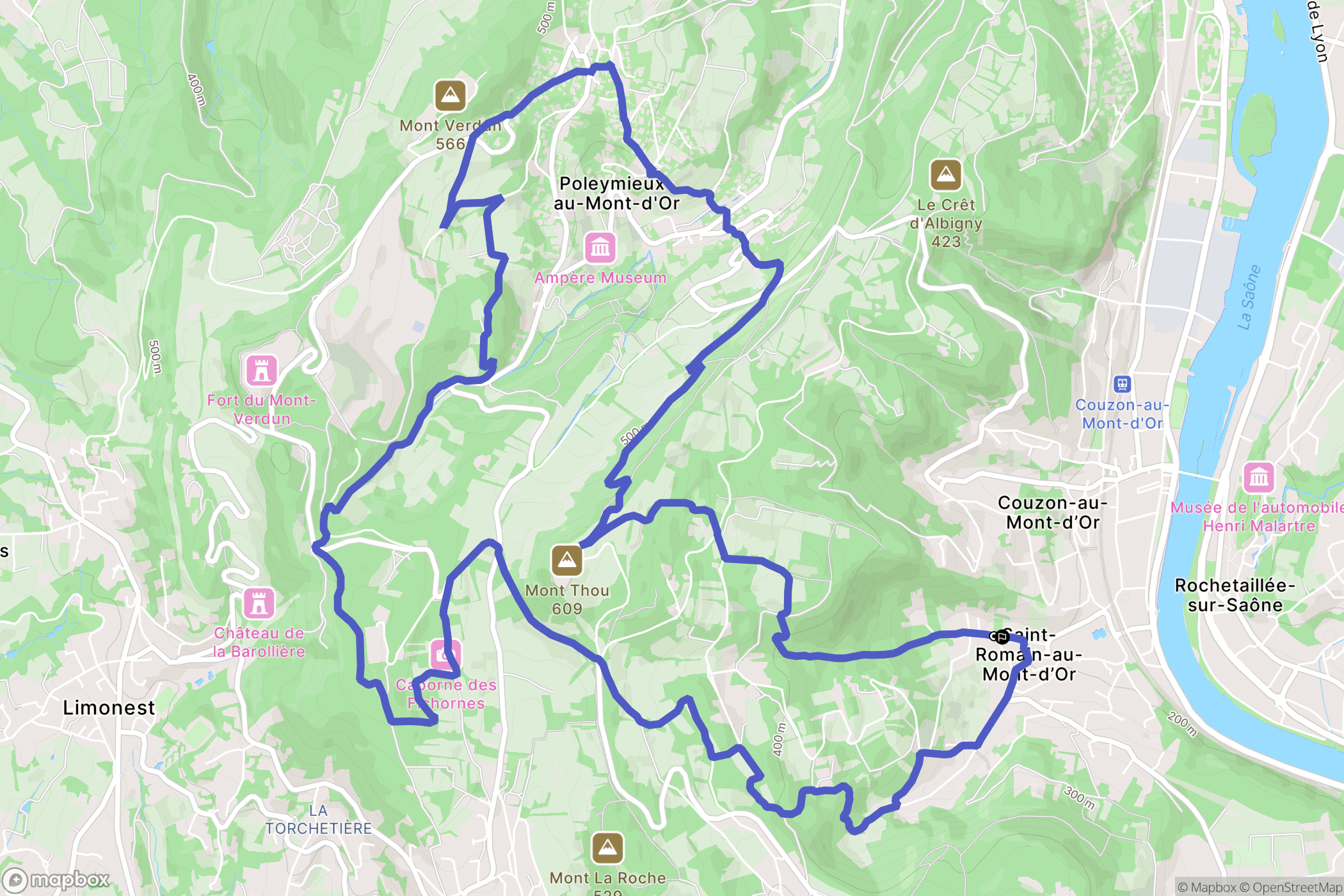 Saint-Romain-au-Mont-d'Or : carte du parcours de randonnée - France