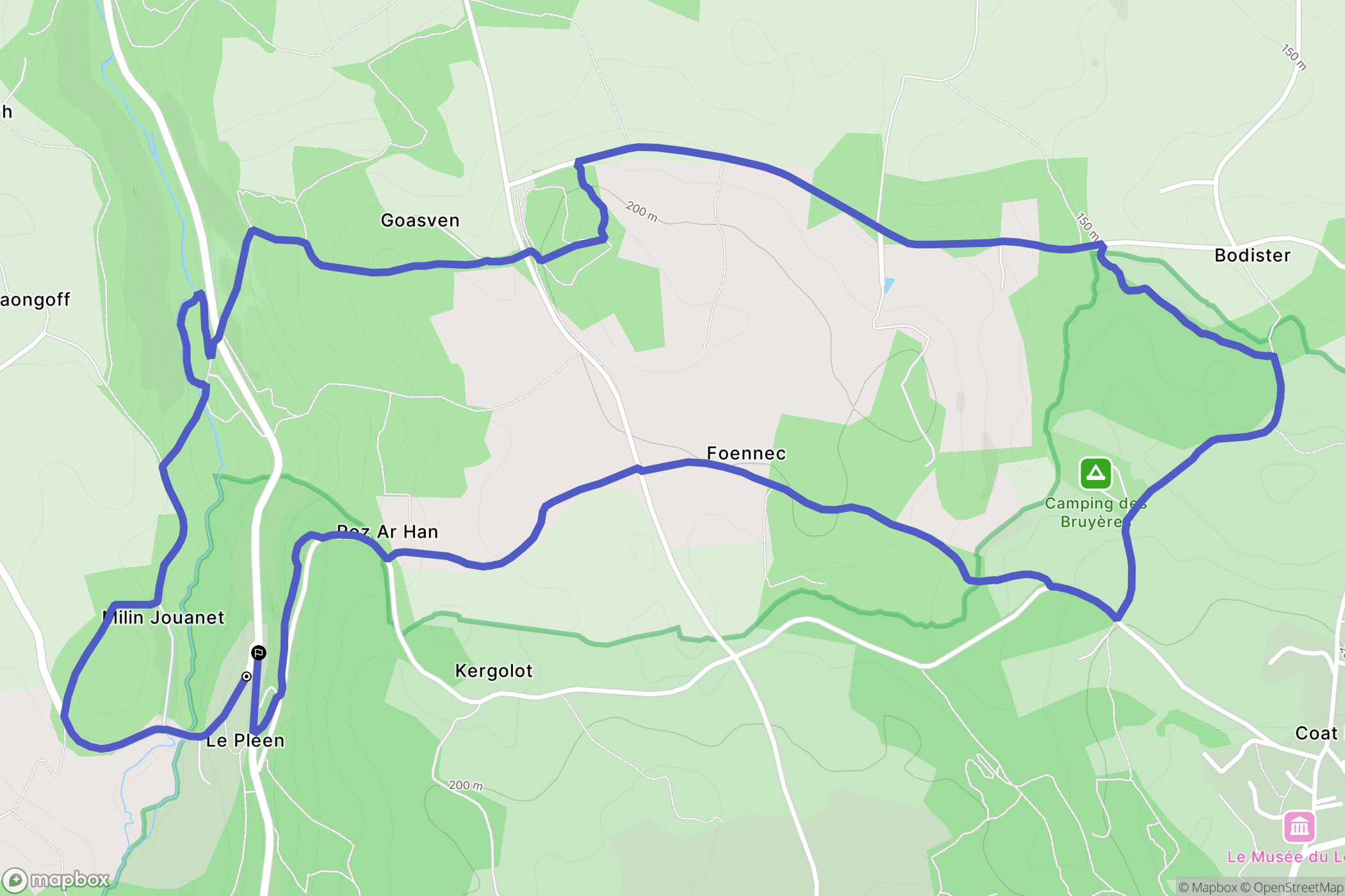 Le Cloître-Saint-Thégonnec : carte du parcours de randonnée - France