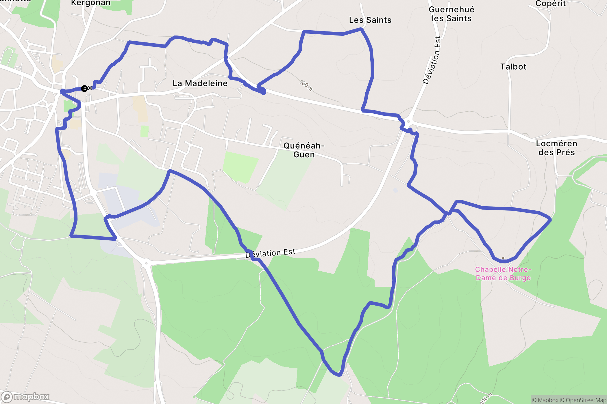 Grand-Champ : carte du parcours de randonnée - France