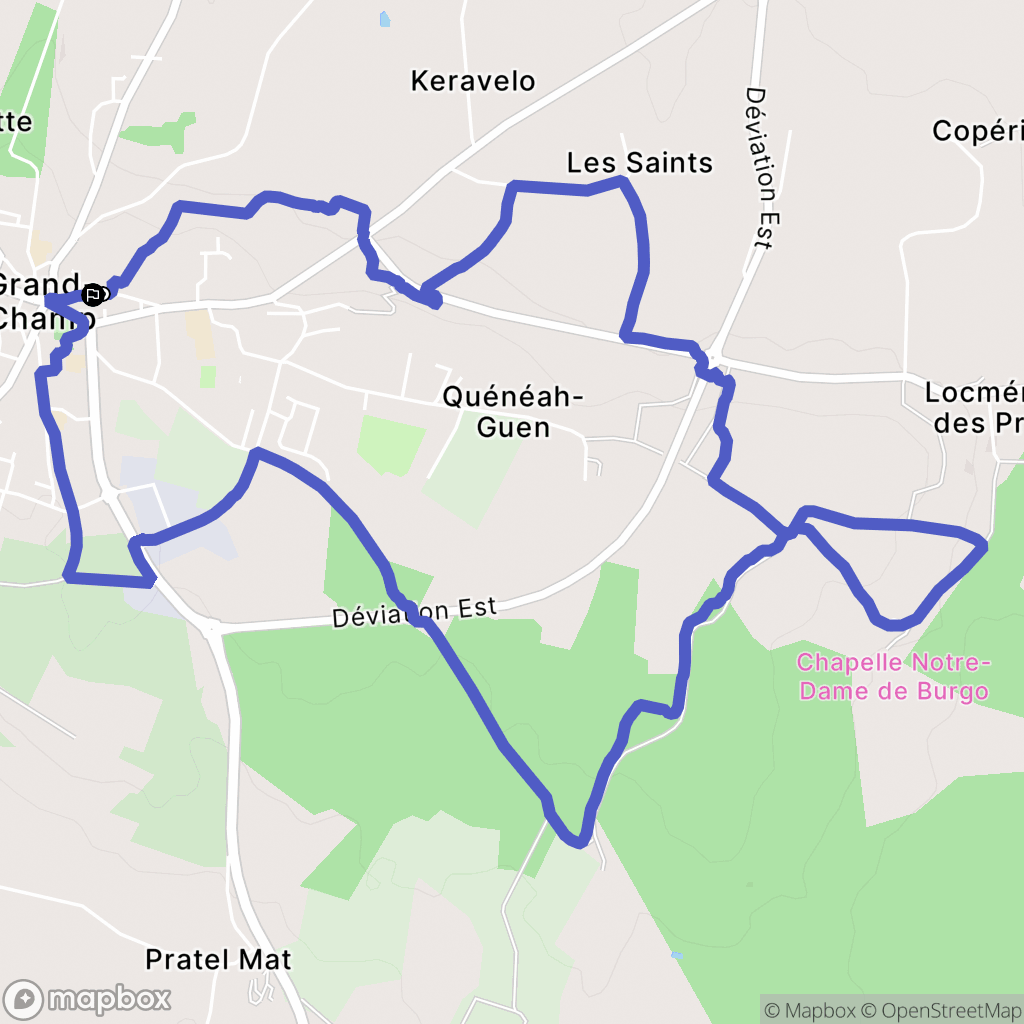 Grand-Champ : carte du parcours de randonnée - France