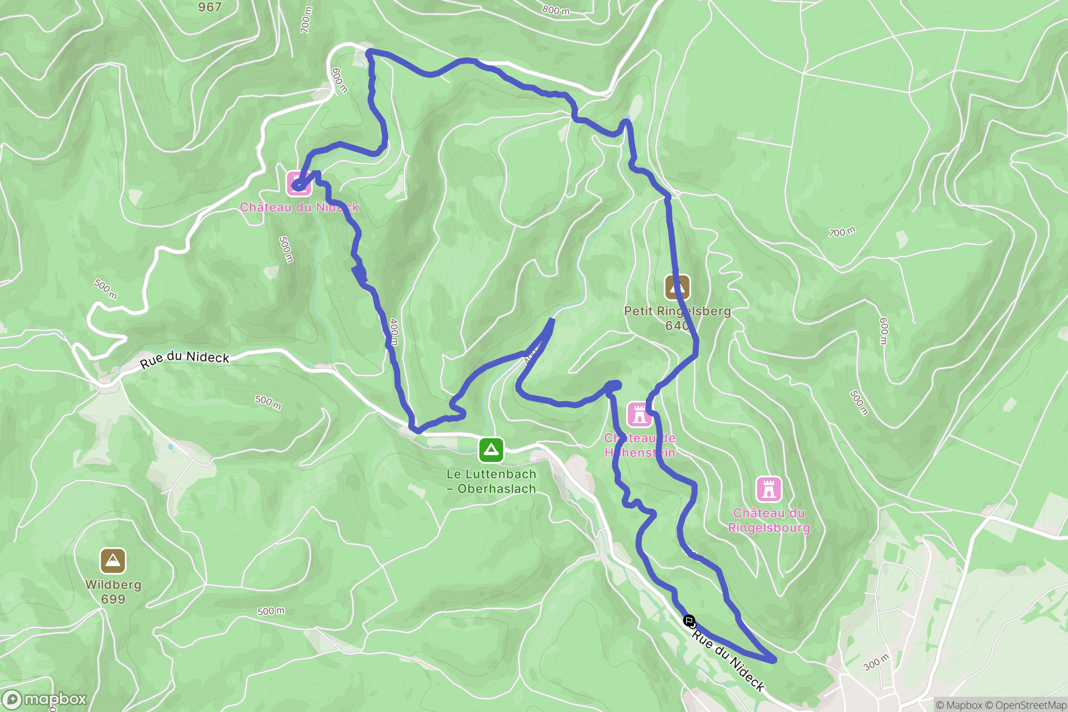 Oberhaslach : carte du parcours de randonnée - France
