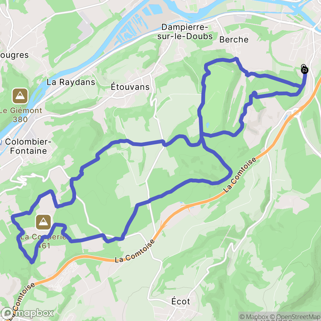 Voujeaucourt : carte du parcours de randonnée - France