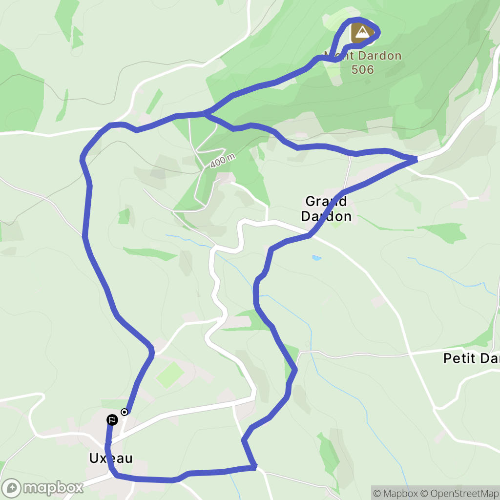 Uxeau : carte du parcours de randonnée - France