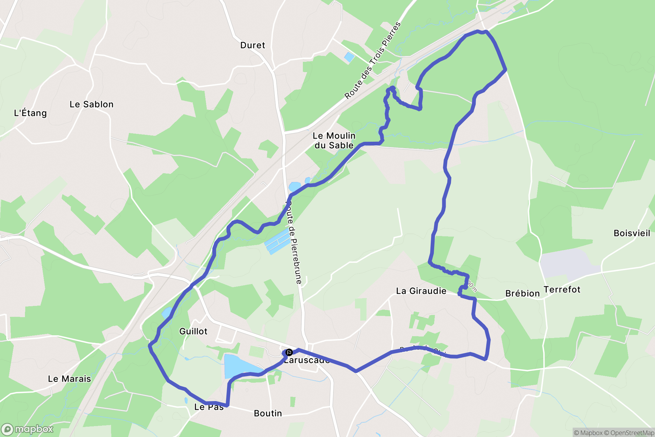 Laruscade : carte du parcours de randonnée - France