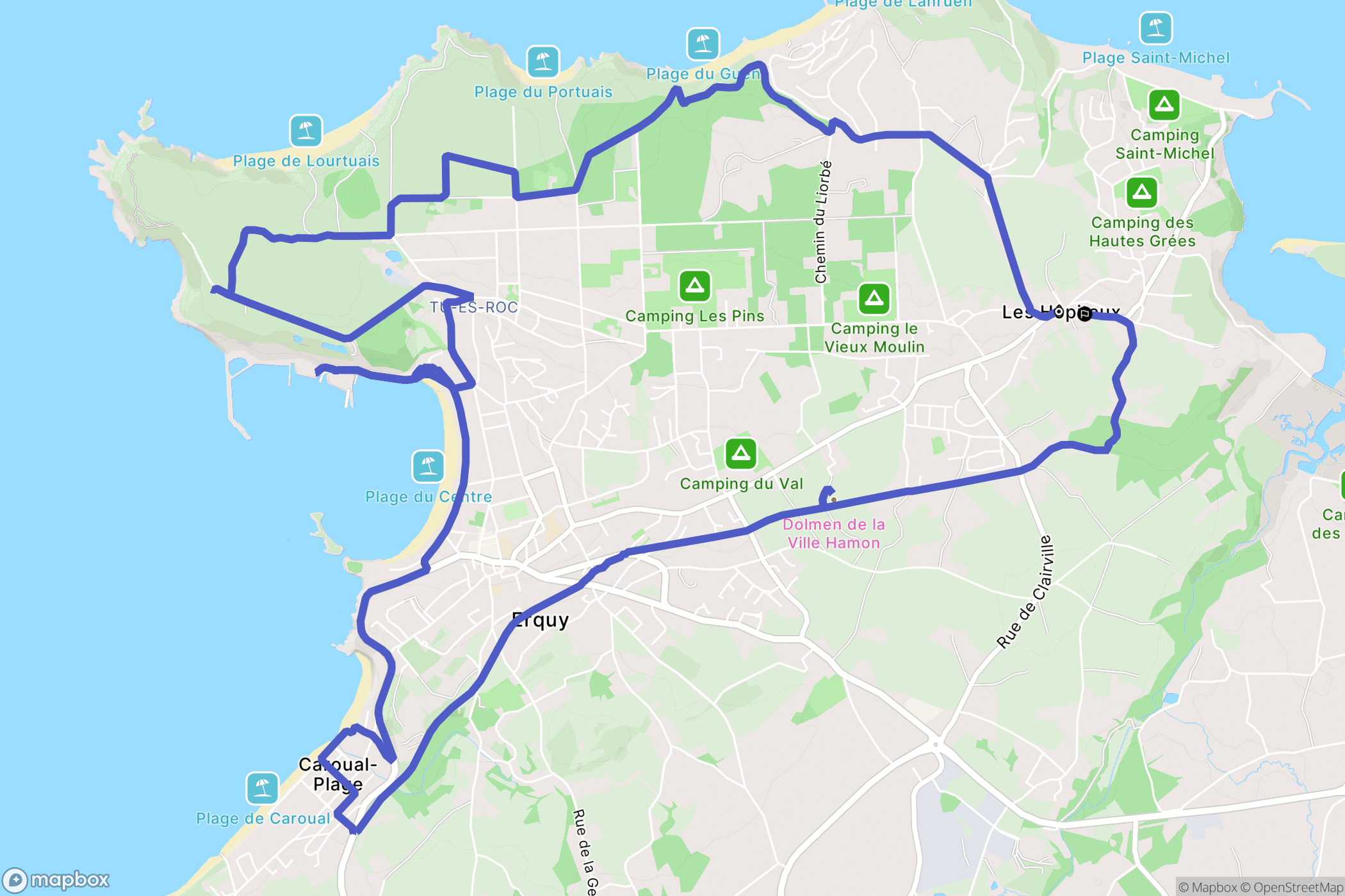 Erquy : carte du parcours de randonnée - France
