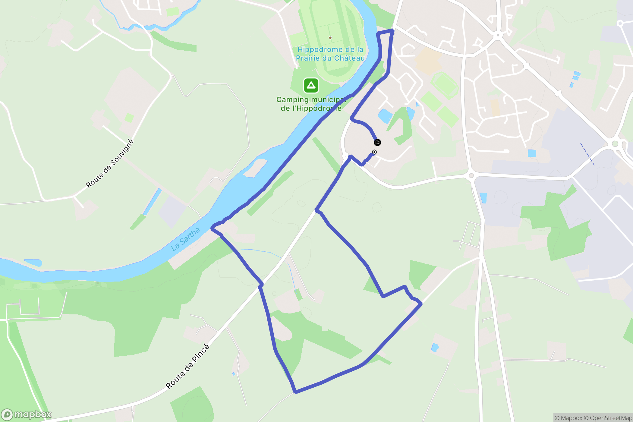 Sablé-sur-Sarthe : carte du parcours de randonnée - France