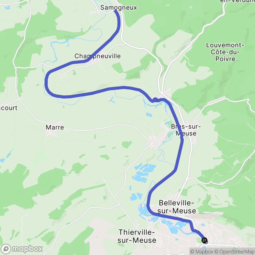 Belleville-sur-Meuse : carte du parcours de randonnée - France