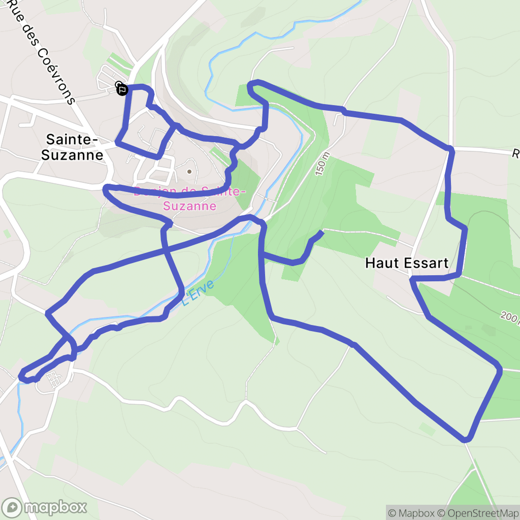 Sainte-Suzanne-et-Chammes : carte du parcours de randonnée - France