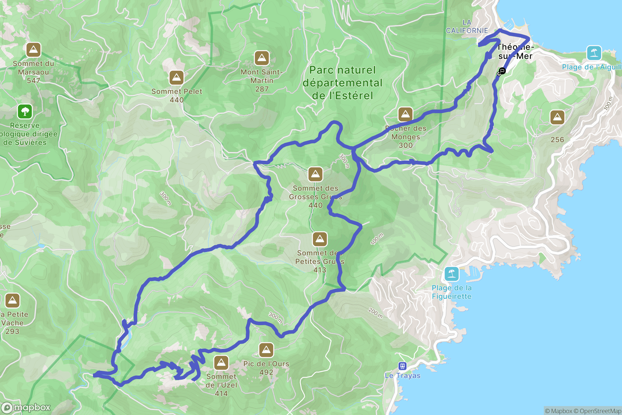 Théoule-sur-Mer : carte du parcours de randonnée - France