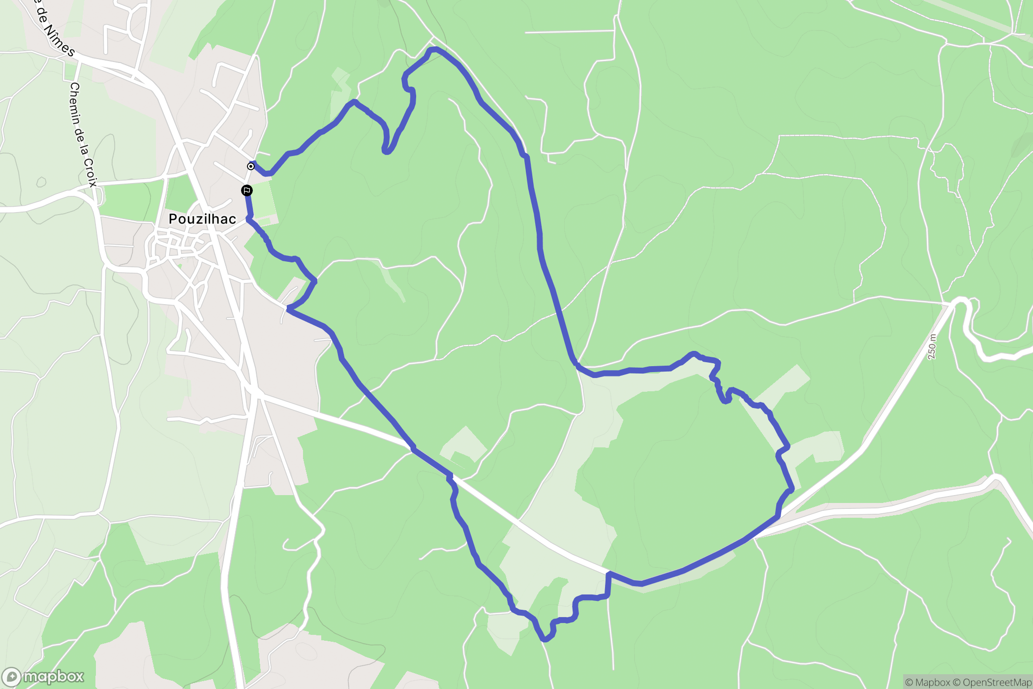 Pouzilhac : carte du parcours de randonnée - France