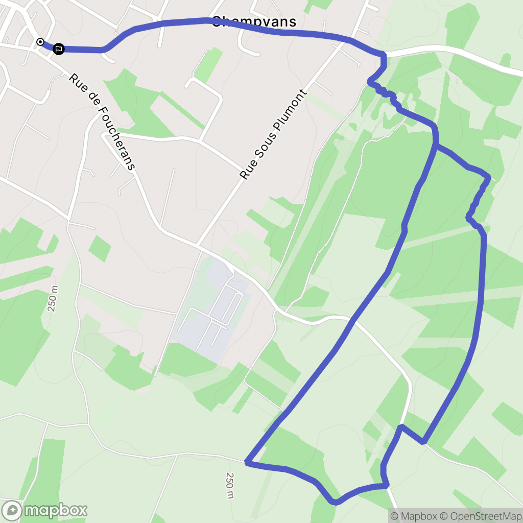 Champvans : carte du parcours de randonnée - France