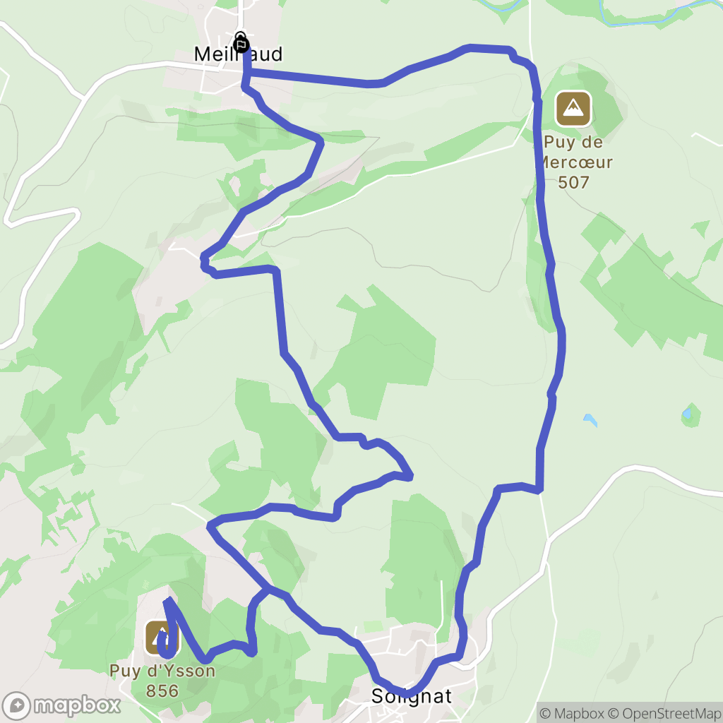 Meilhaud : carte du parcours de randonnée - France