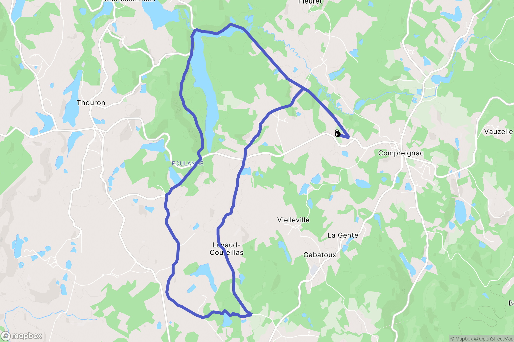 Compreignac : carte du parcours de randonnée - France