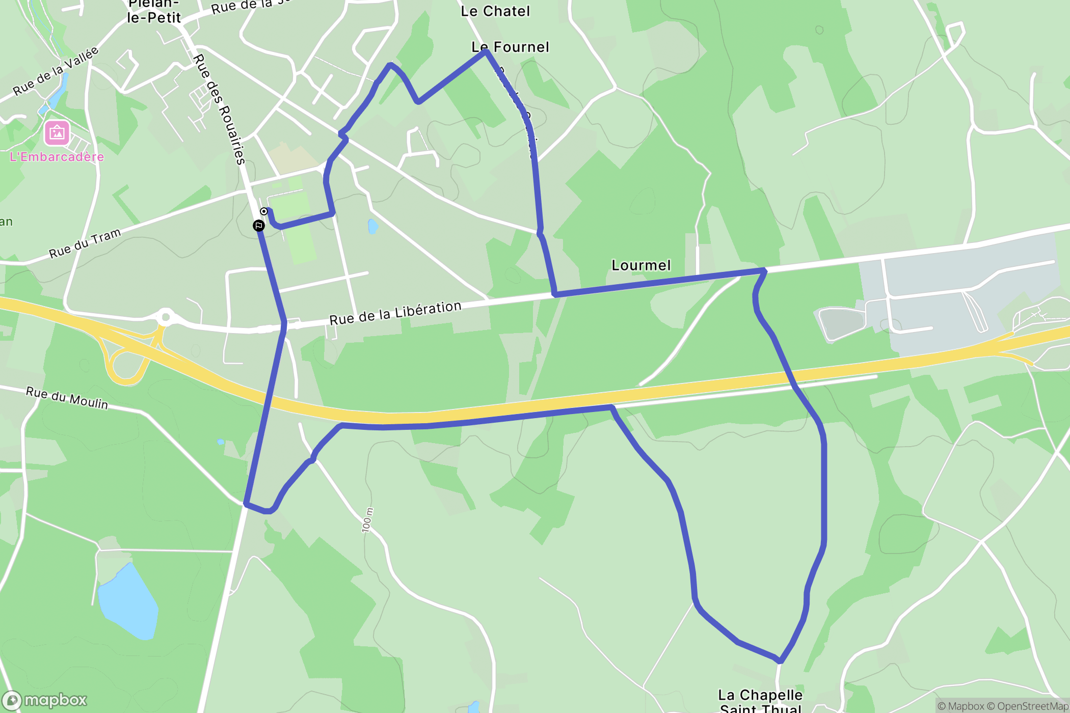 Plélan-le-Petit : carte du parcours de randonnée - France