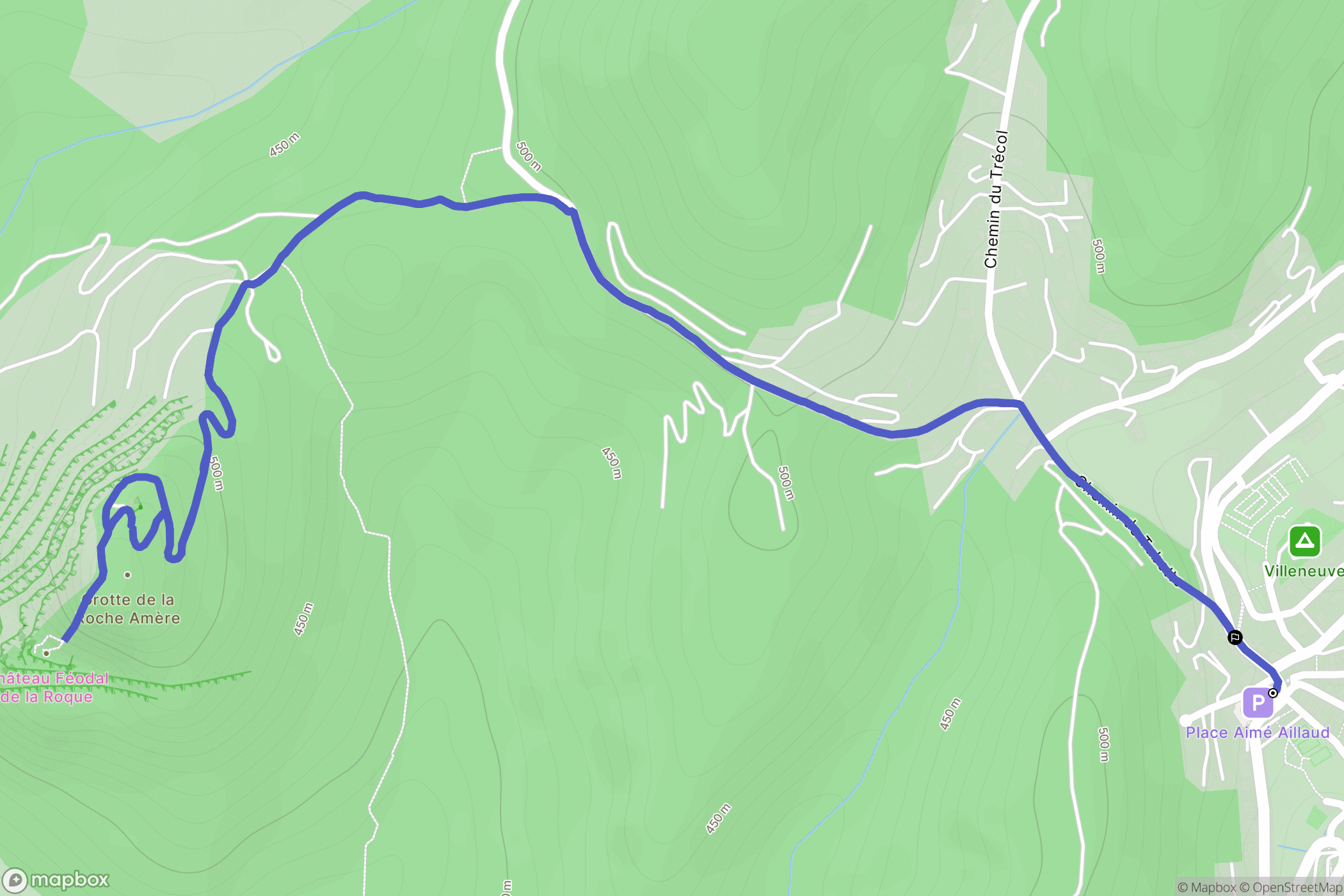Villeneuve : carte du parcours de randonnée - France