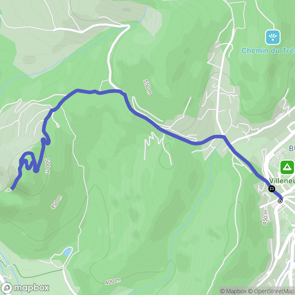 Villeneuve : carte du parcours de randonnée - France