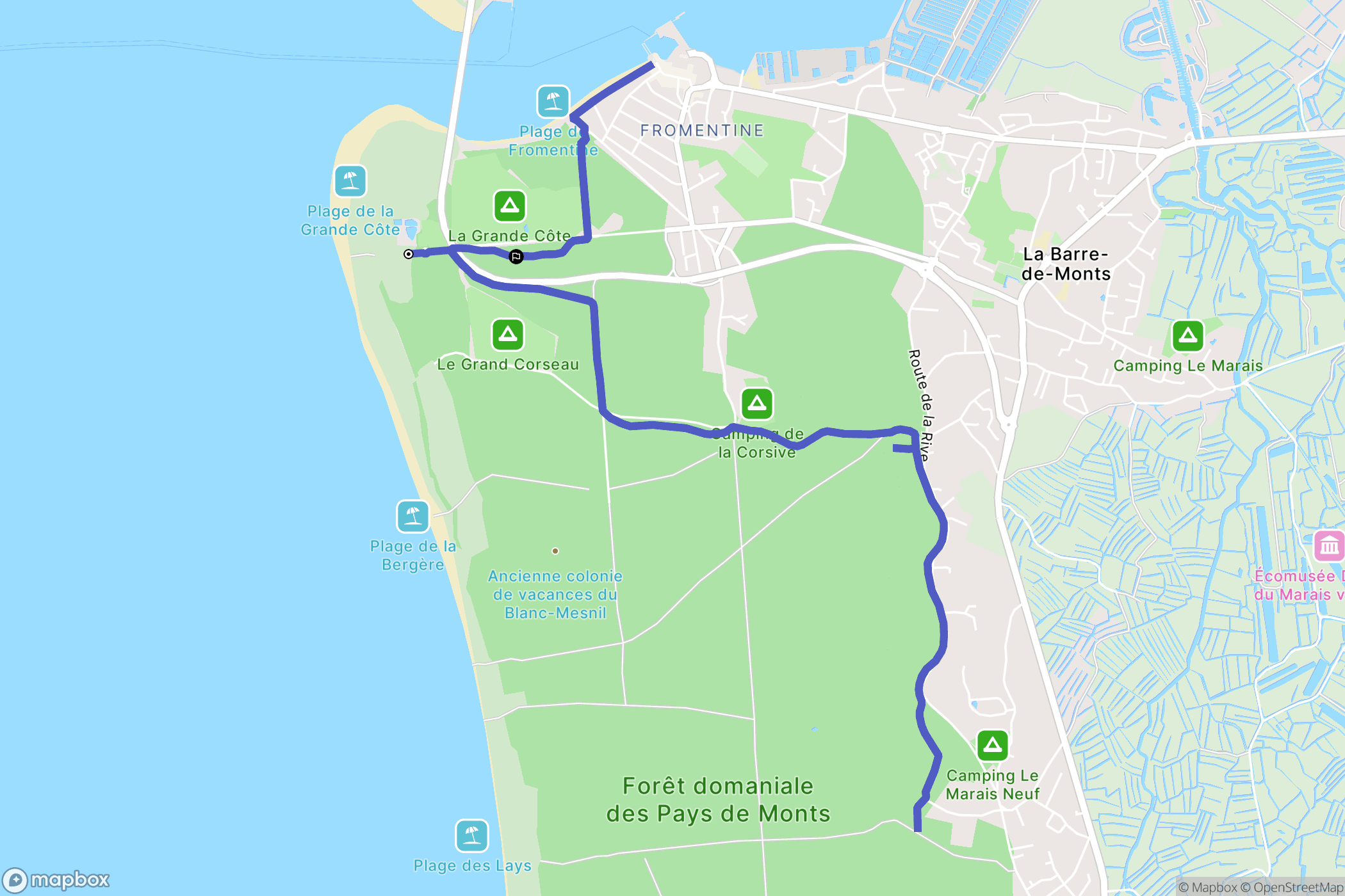 La Barre-de-Monts : carte du parcours de randonnée - France