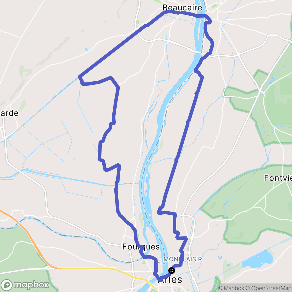 Arles : carte du parcours de randonnée - France