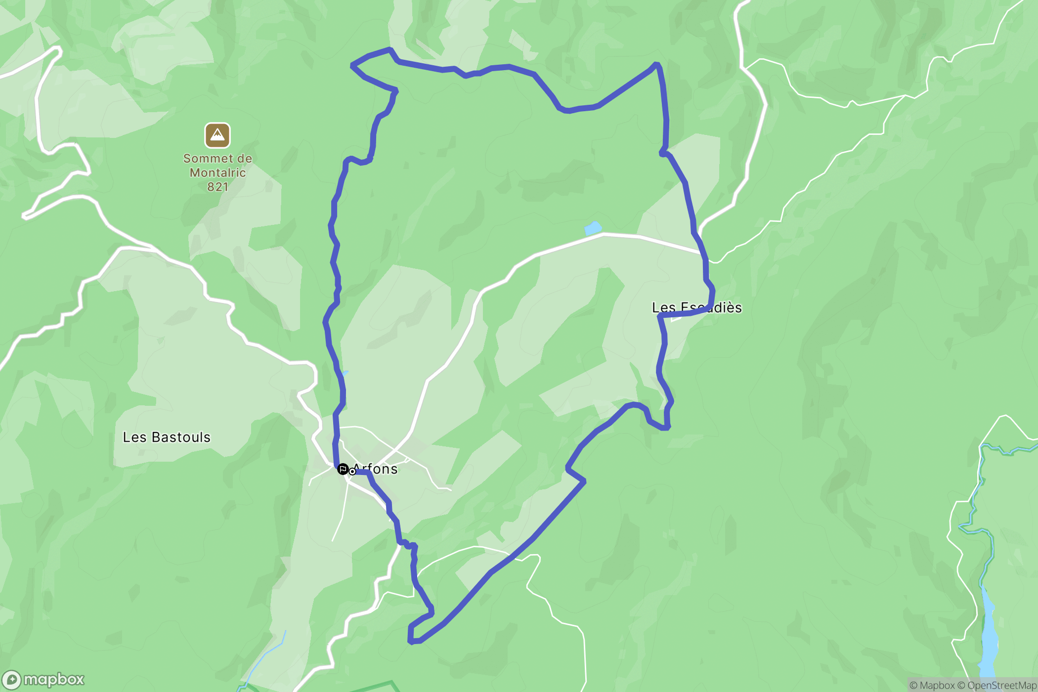 Arfons : carte du parcours de randonnée - France