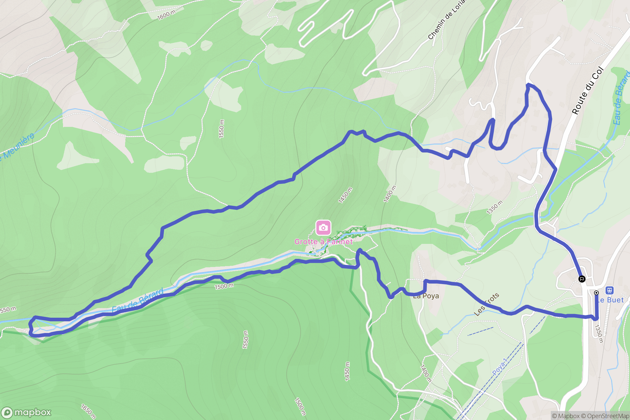 Vallorcine : carte du parcours de randonnée - France
