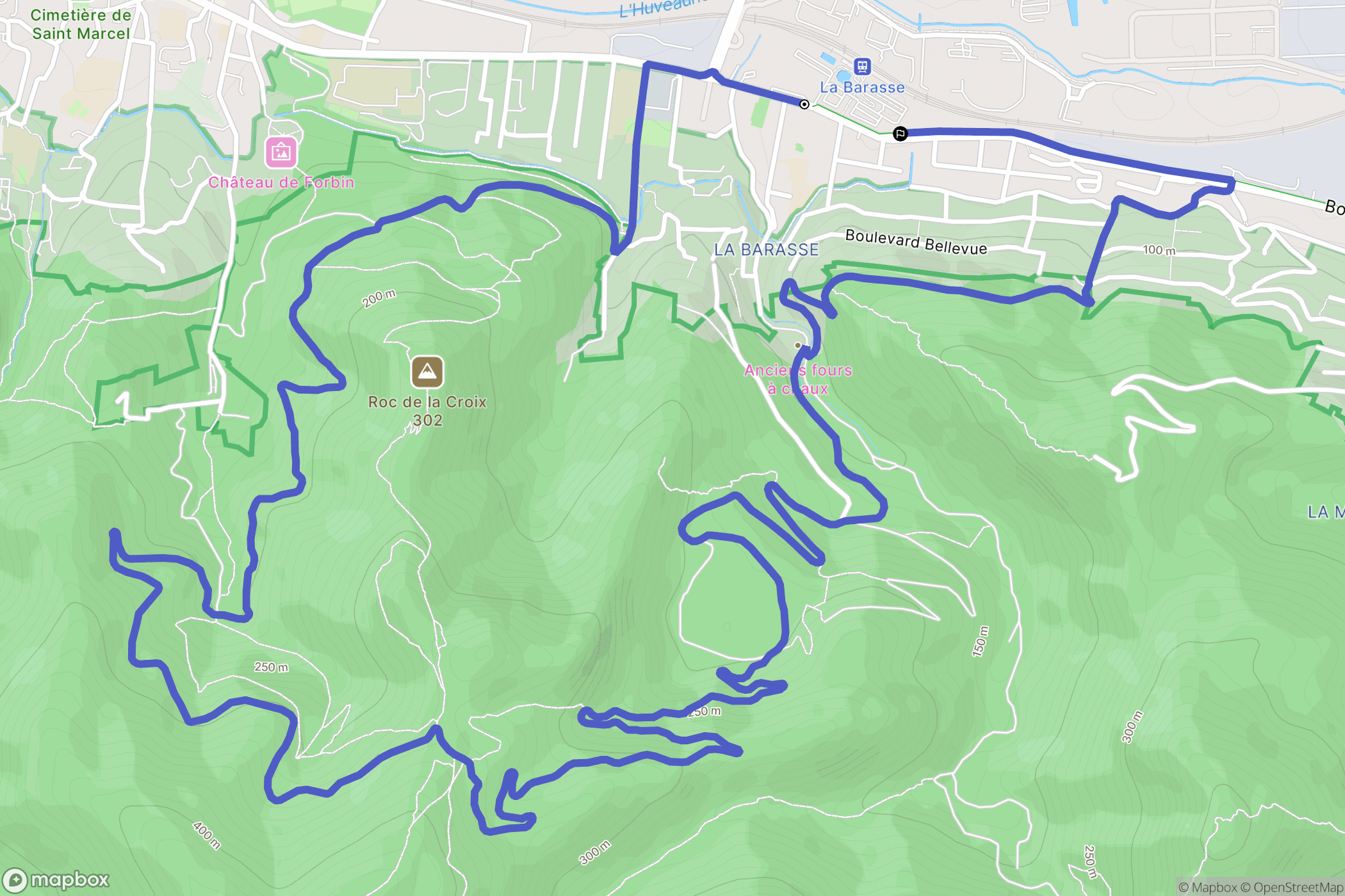 Marseille : carte du parcours de randonnée - France