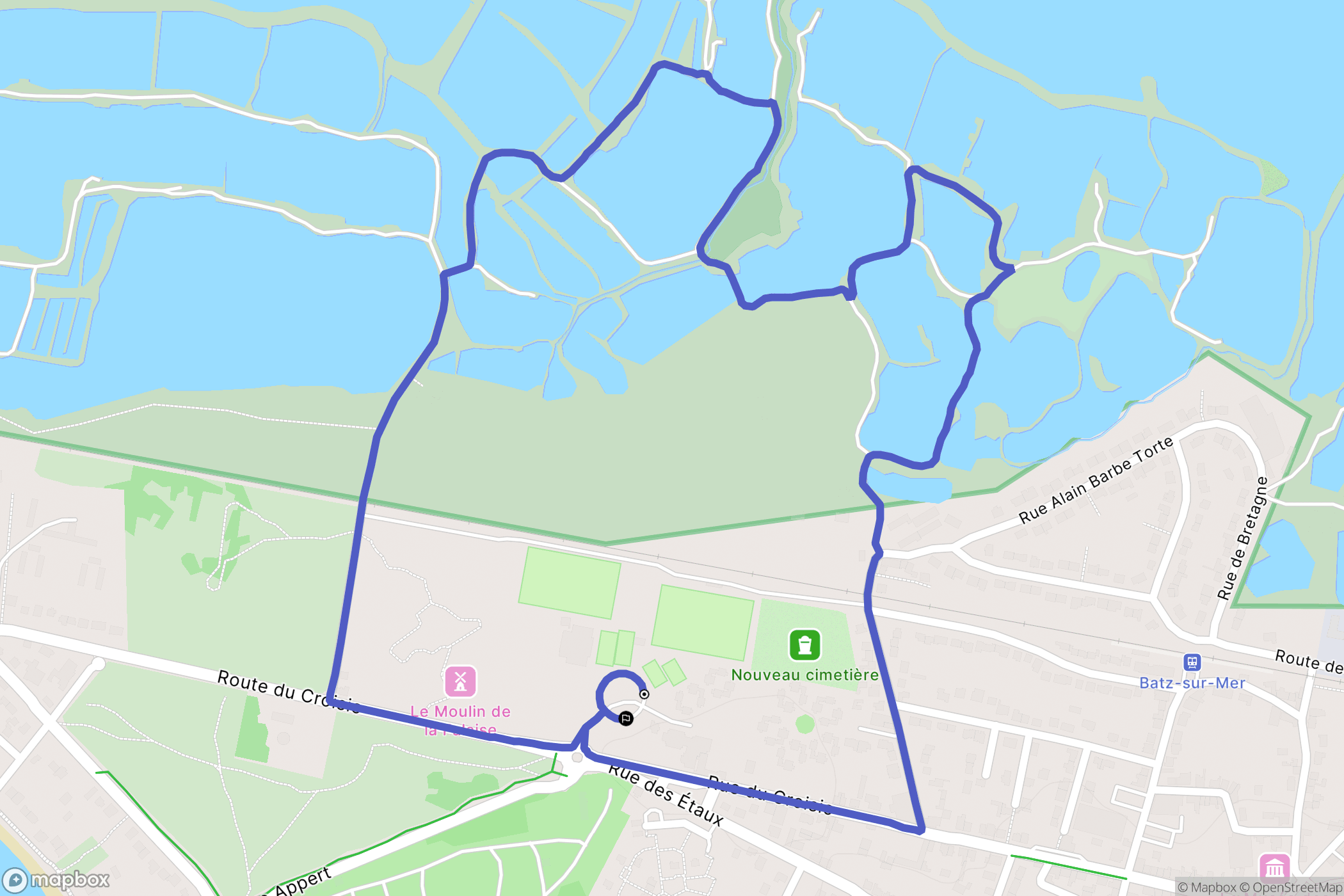 Batz-sur-Mer : carte du parcours de randonnée - France