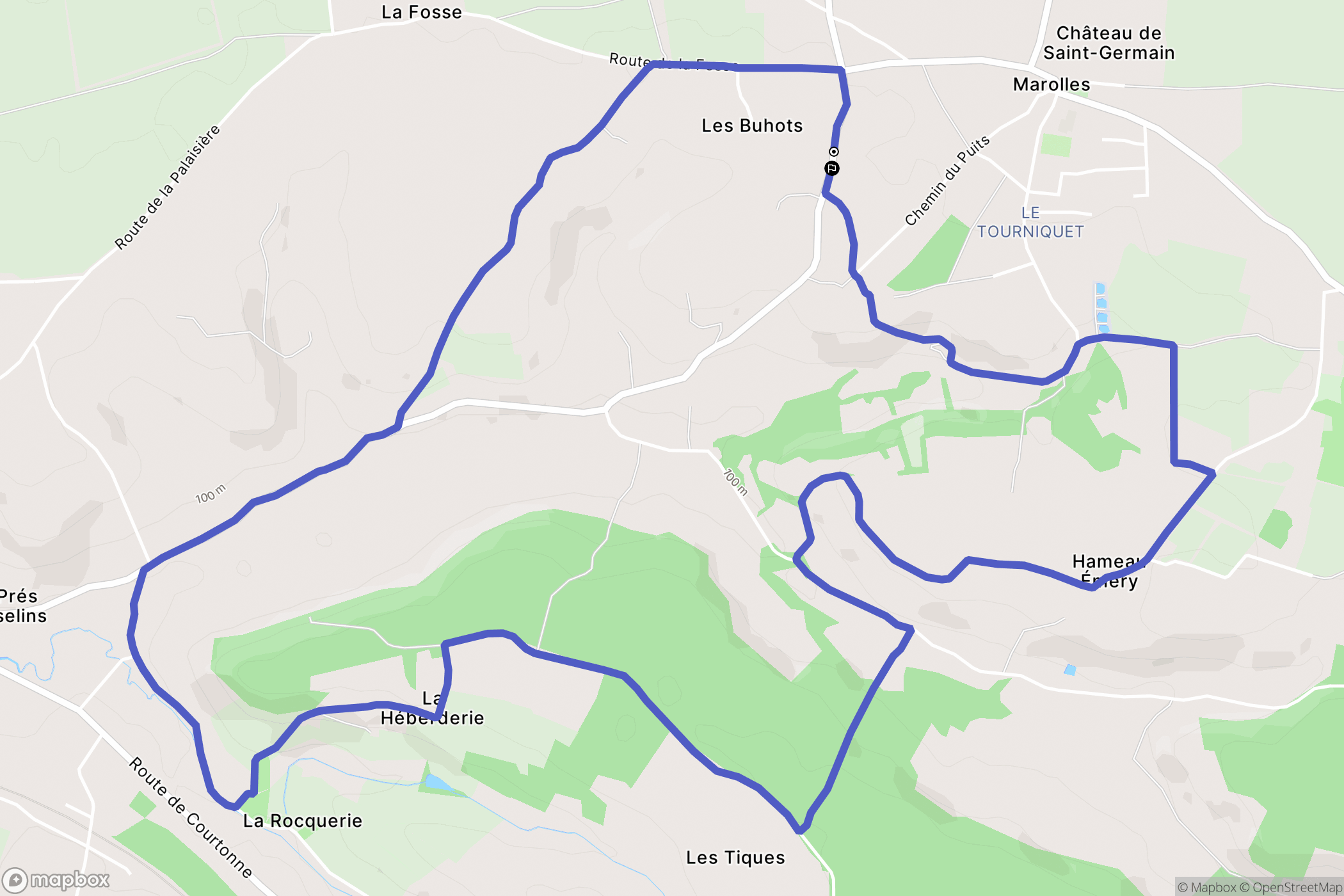 Marolles : carte du parcours de randonnée - France