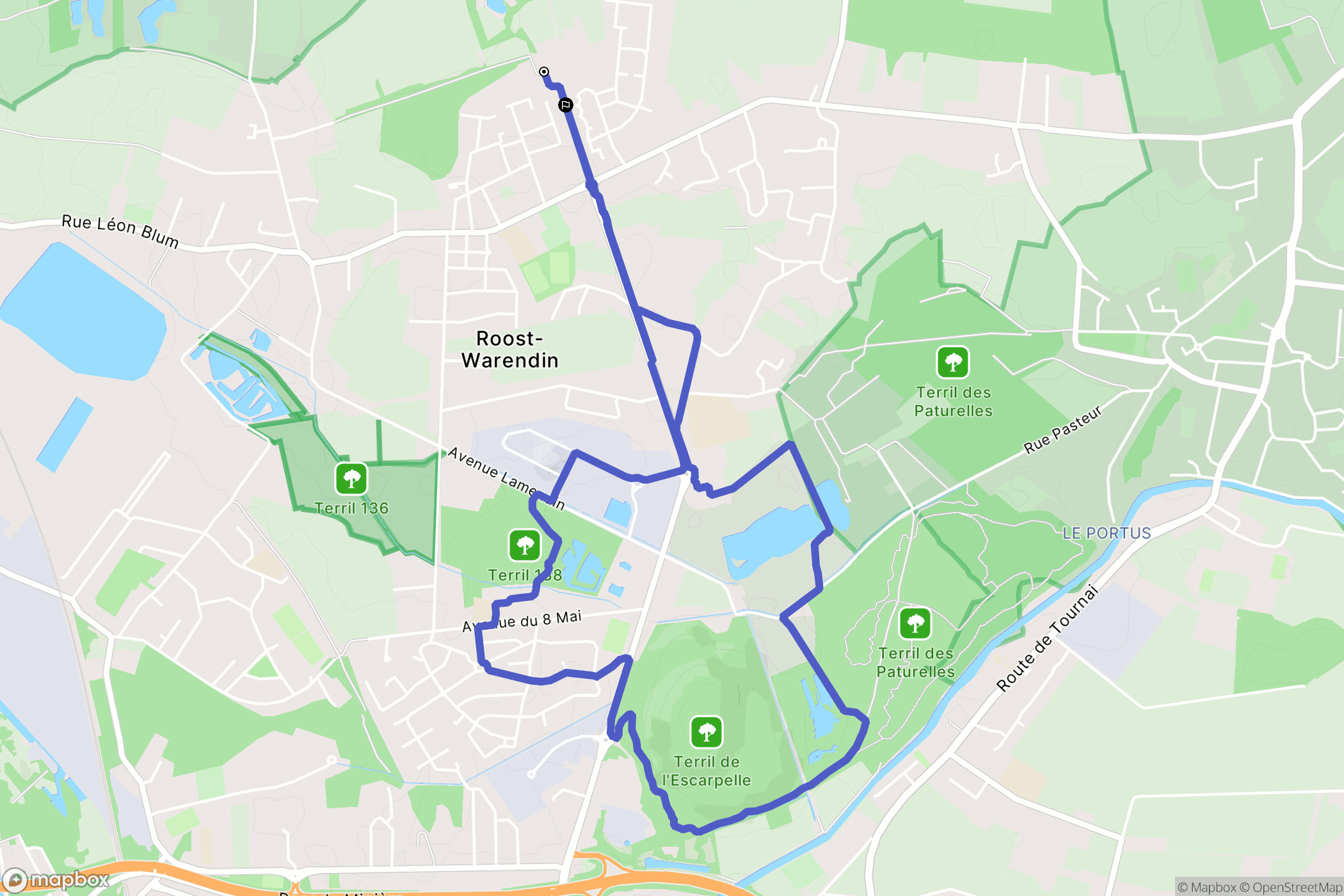 Roost-Warendin : carte du parcours de randonnée - France