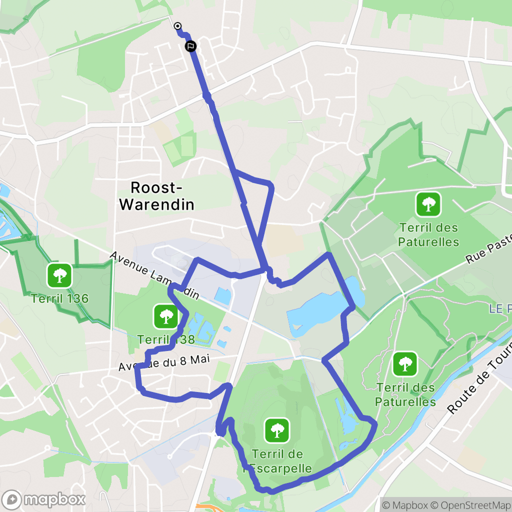 Roost-Warendin : carte du parcours de randonnée - France