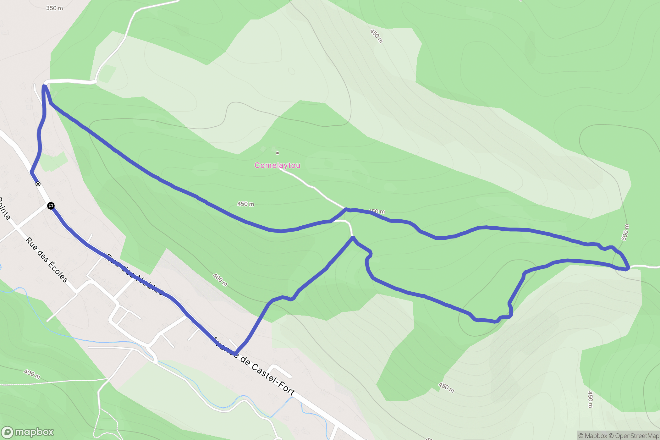 Dalou : carte du parcours de randonnée - France
