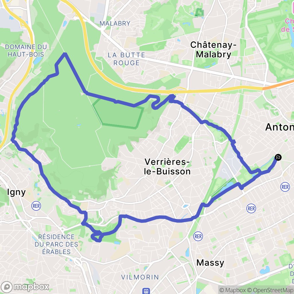 Antony : carte du parcours de randonnée - France