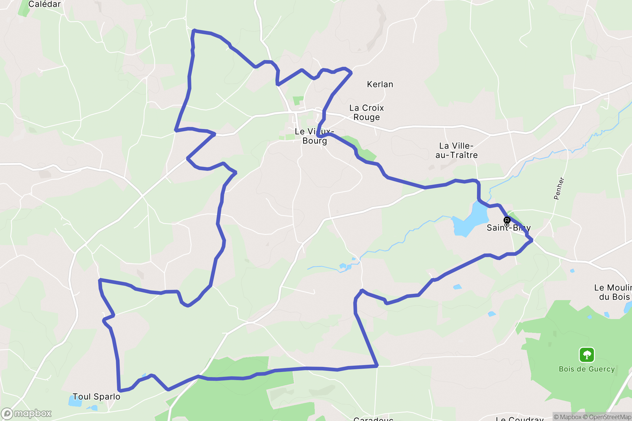 Saint-Bihy : carte du parcours de randonnée - France
