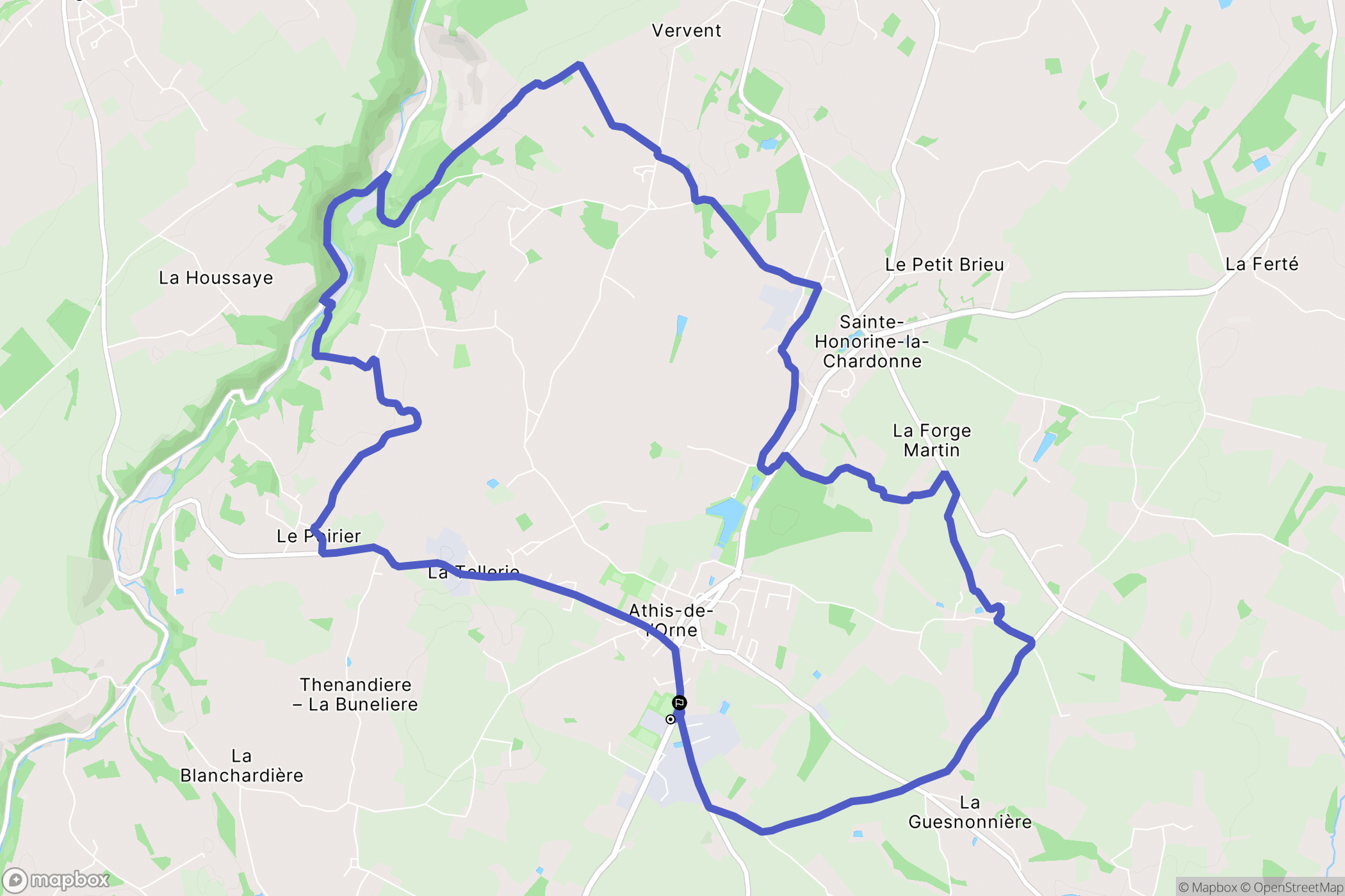 Athis-Val-de-Rouvre : carte du parcours de randonnée - France