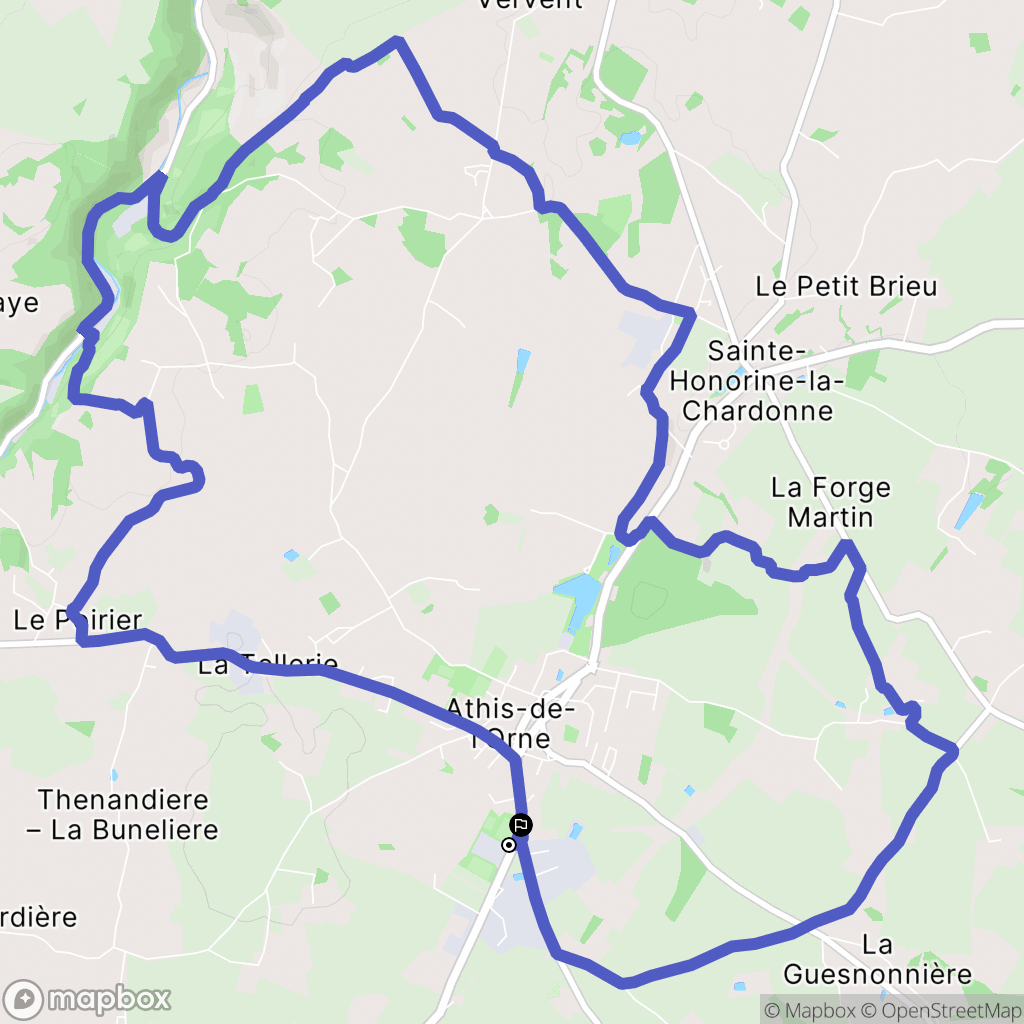 Athis-Val-de-Rouvre : carte du parcours de randonnée - France