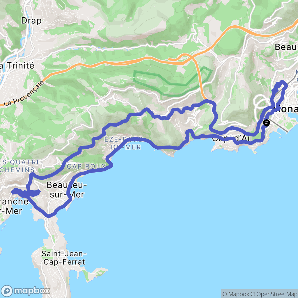 Cap-d'Ail : carte du parcours de randonnée - France
