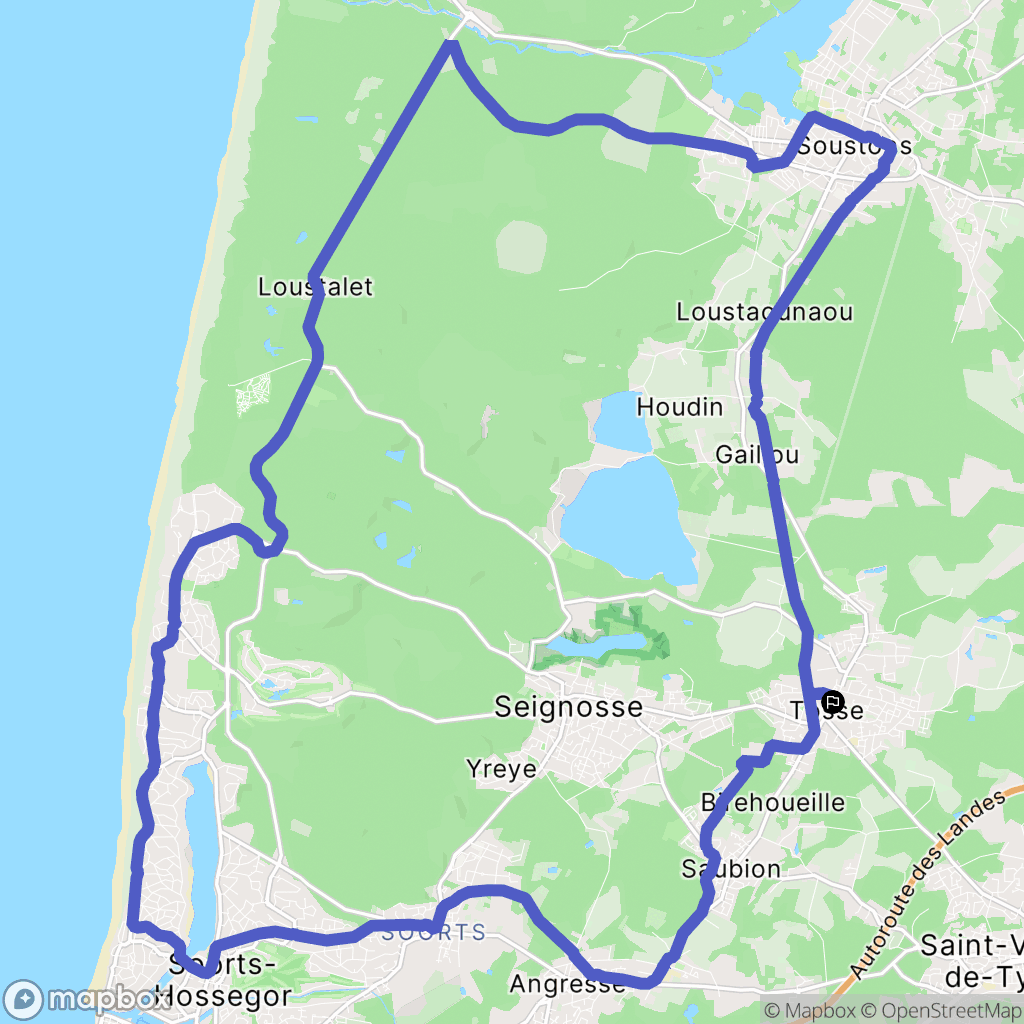 Tosse : carte du parcours de randonnée - France