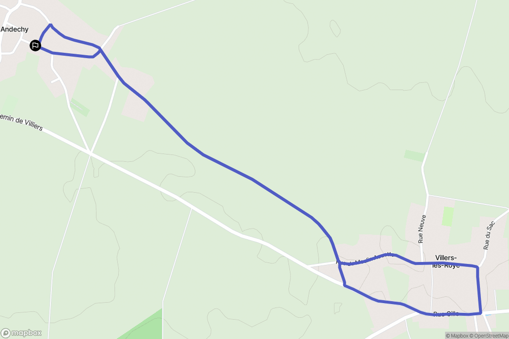 Andechy : carte du parcours de randonnée - France