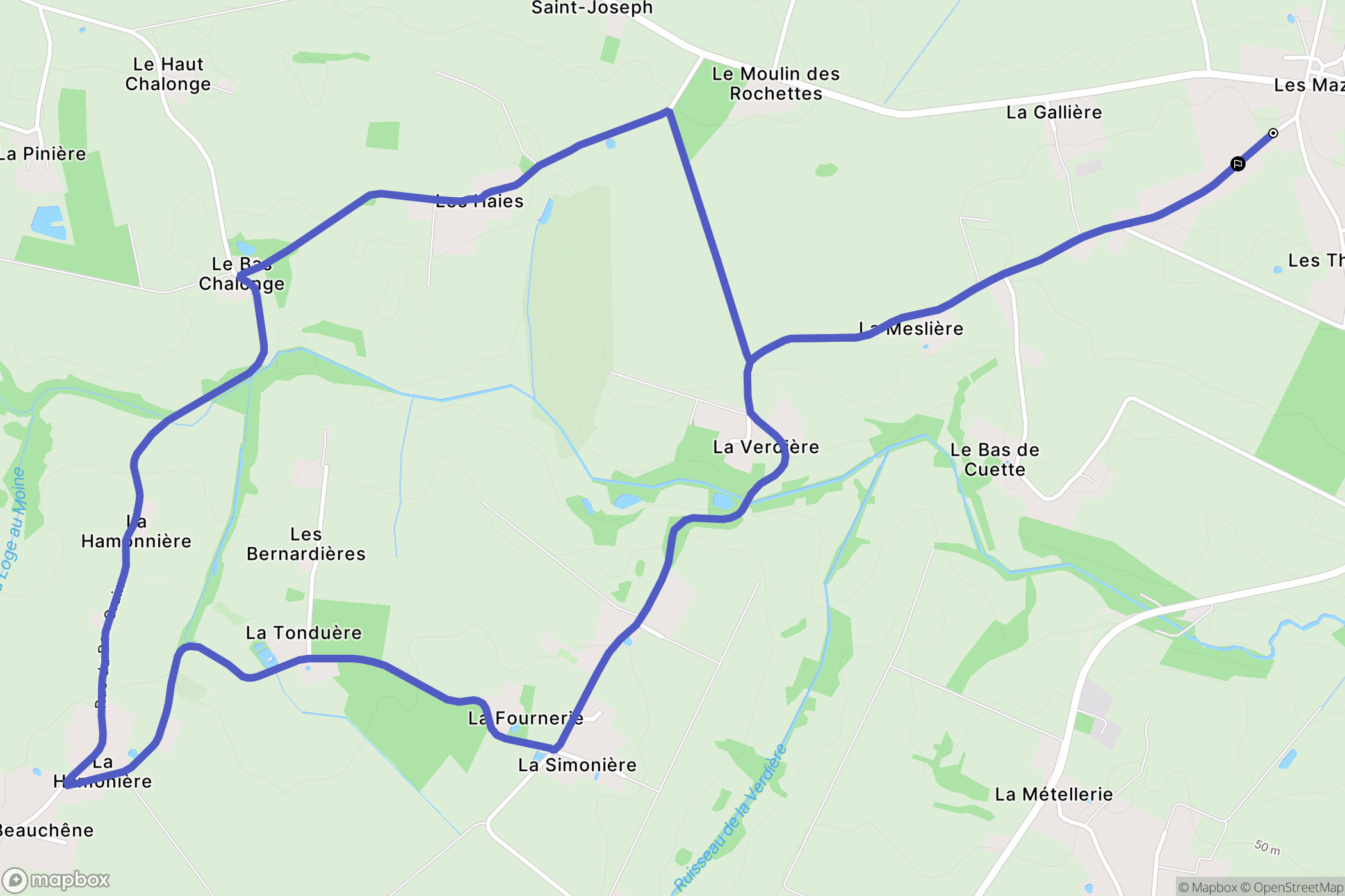 Couffé : carte du parcours de randonnée - France