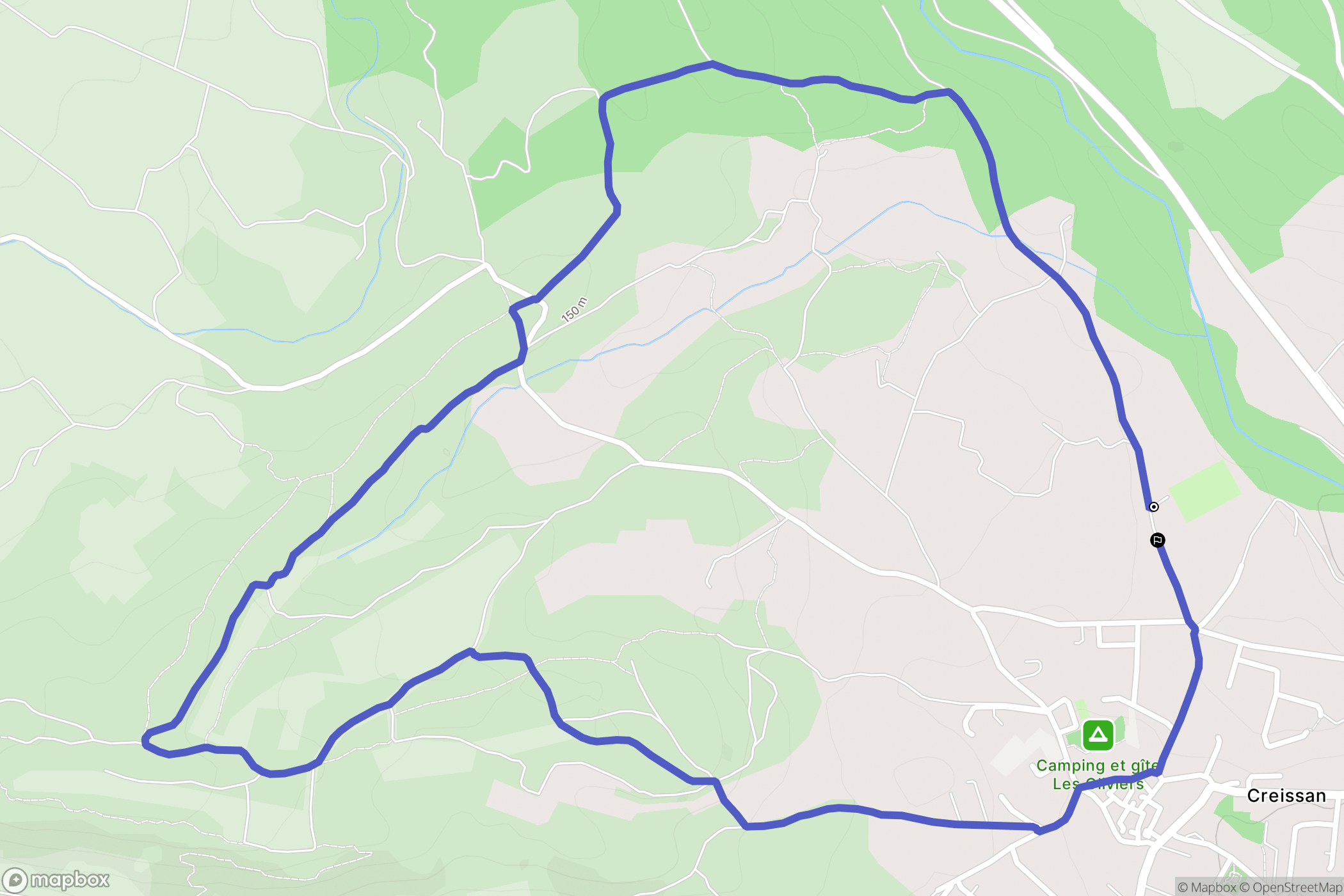 Creissan : carte du parcours de randonnée - France