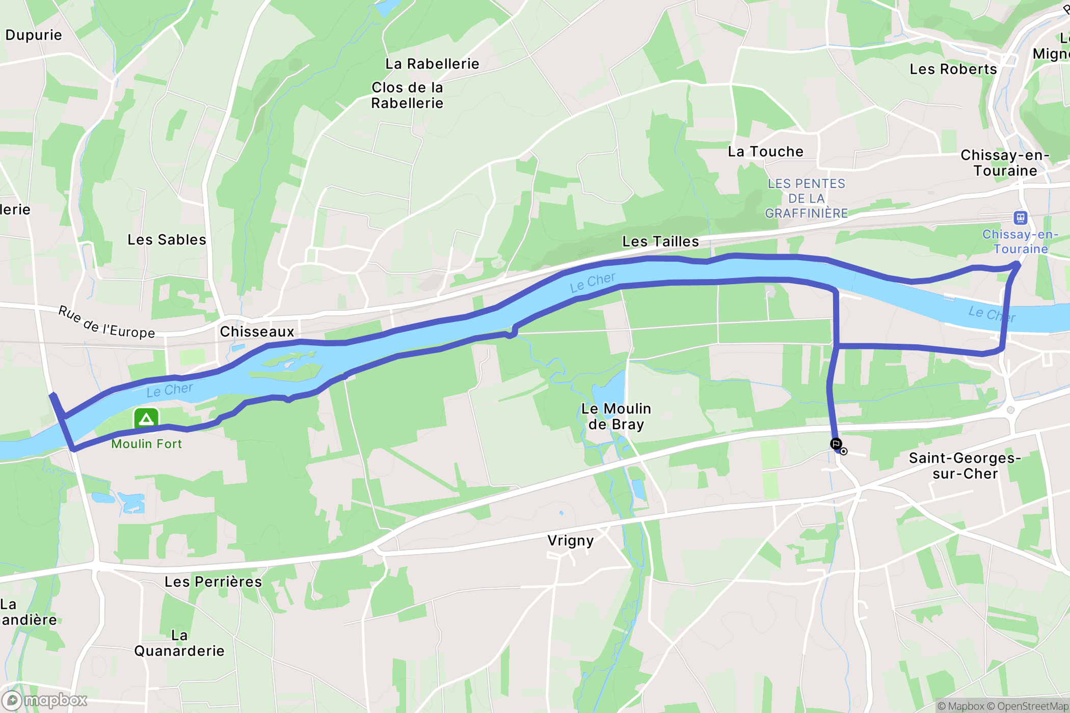 Saint-Georges-sur-Cher : carte du parcours de randonnée - France
