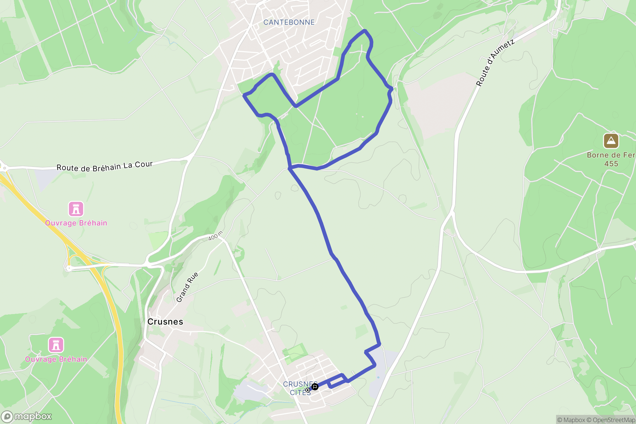 Crusnes : carte du parcours de randonnée - France
