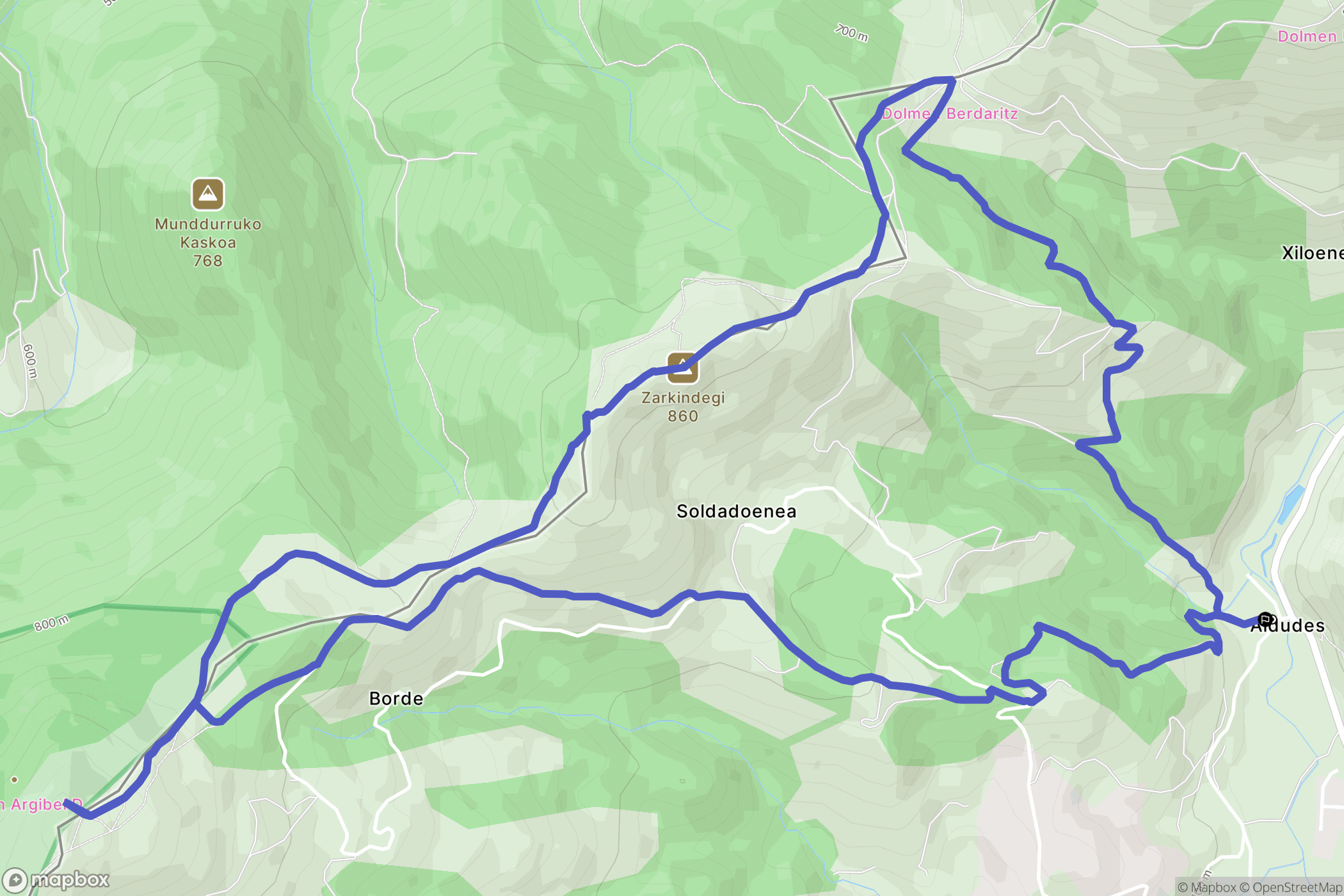 Aldudes : carte du parcours de randonnée - France