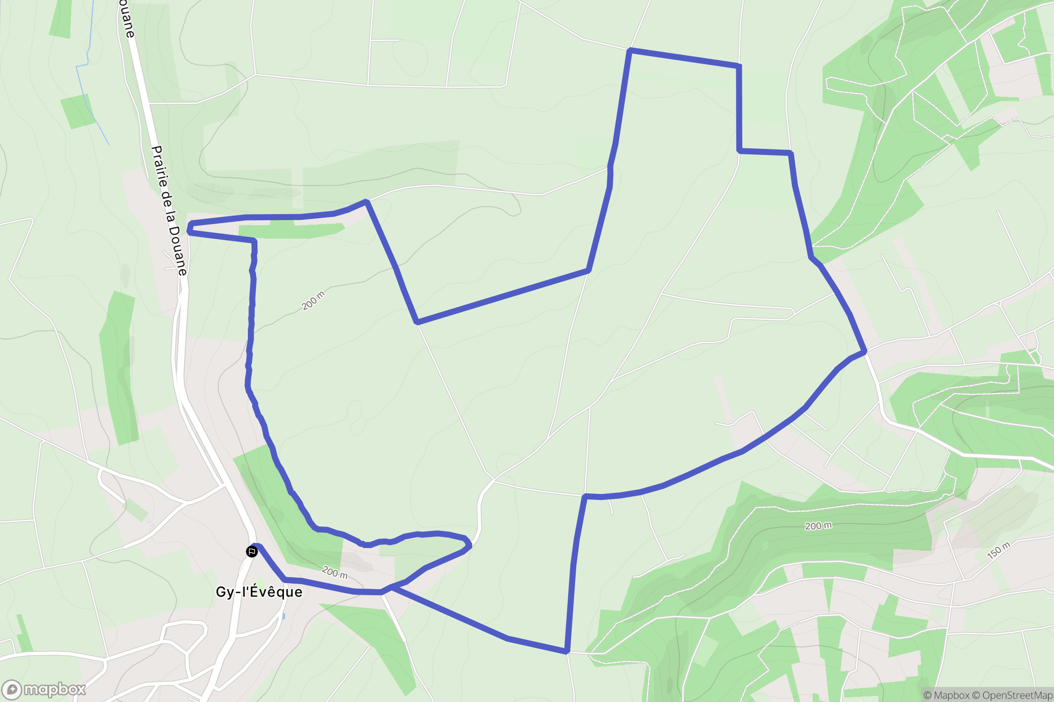 Gy-l'Évêque : carte du parcours de randonnée - France