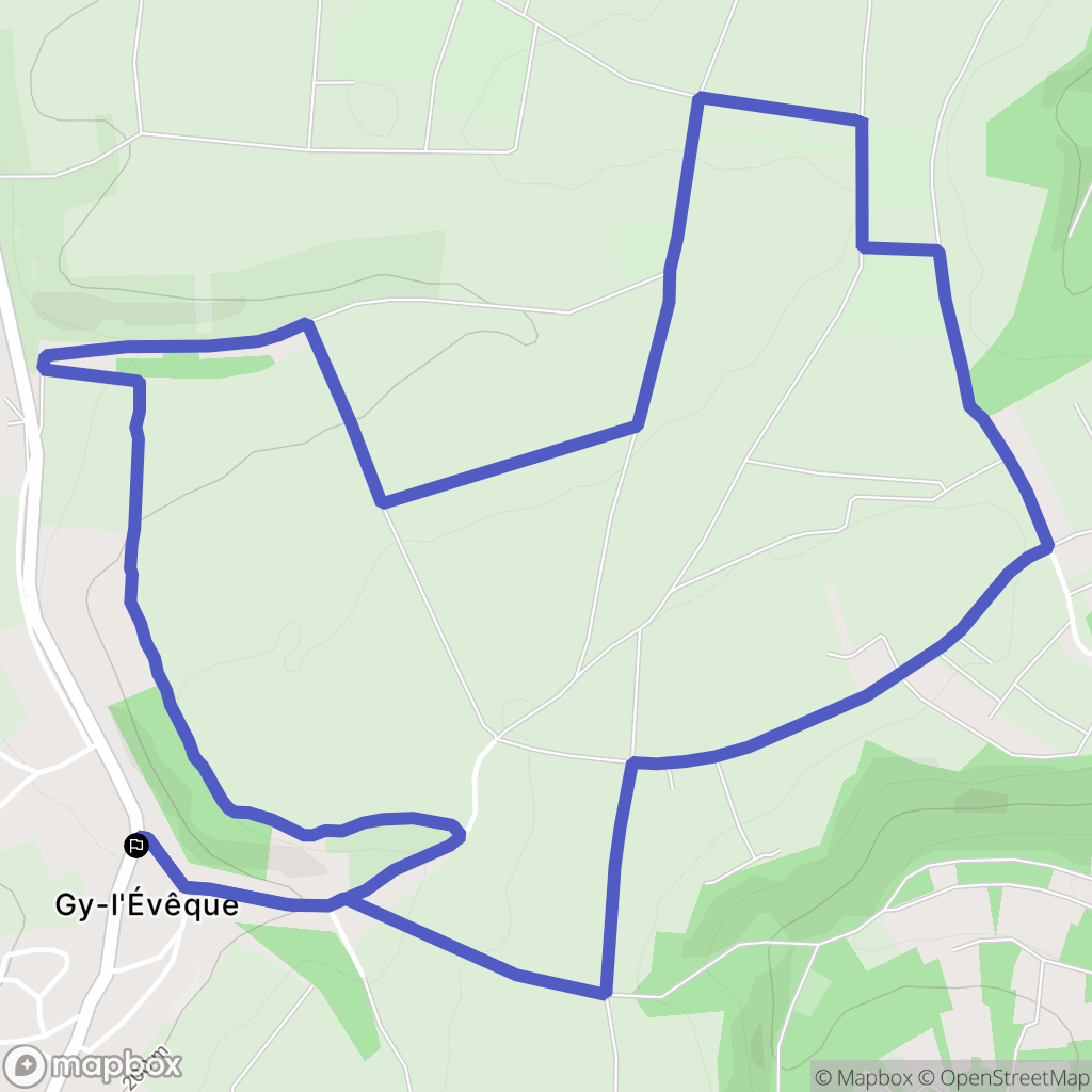 Gy-l'Évêque : carte du parcours de randonnée - France
