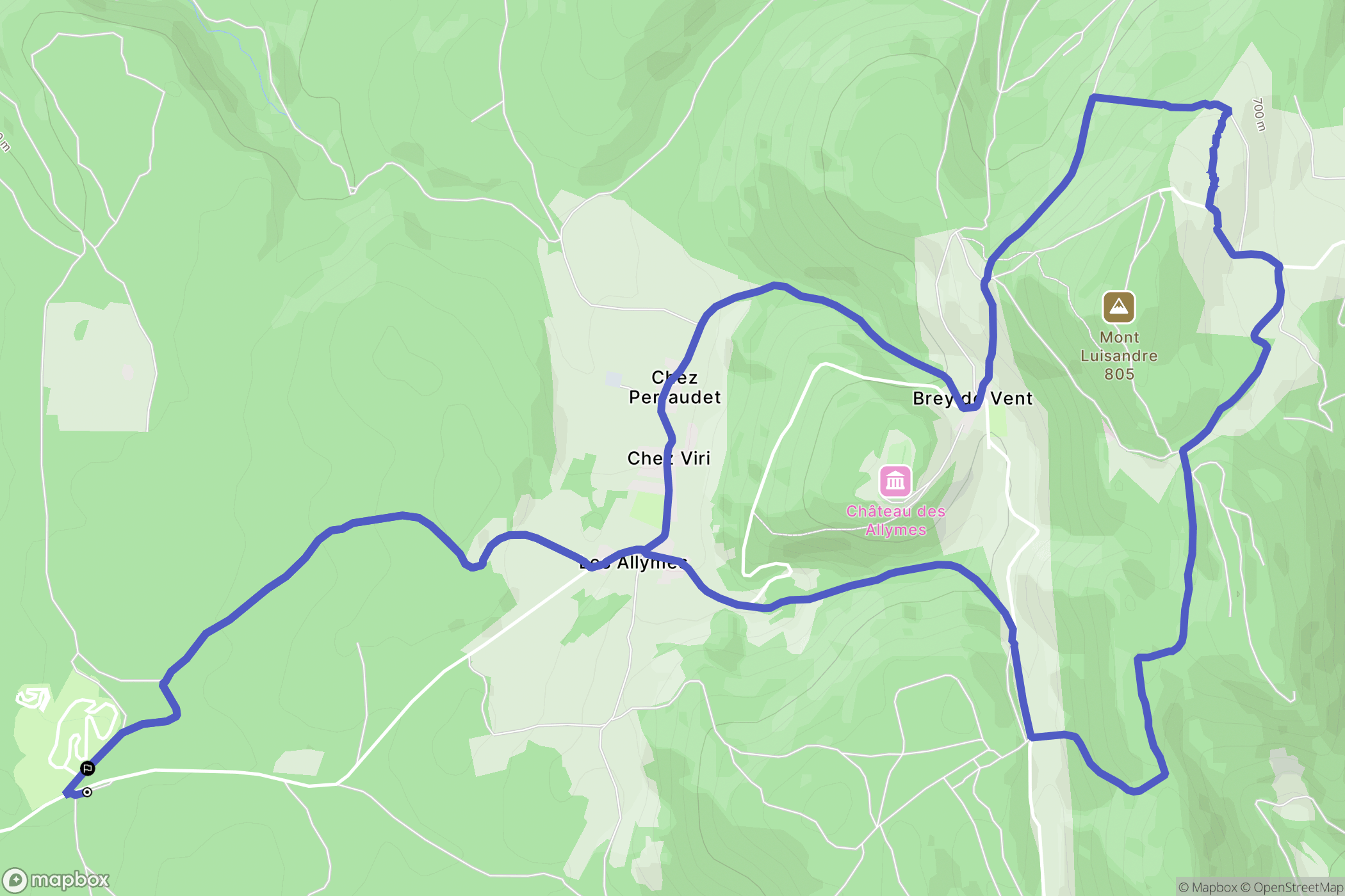 Ambérieu-en-Bugey : carte du parcours de randonnée - France