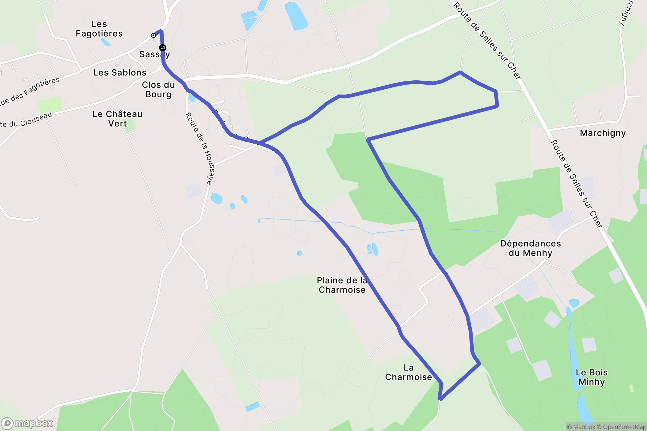 Sassay : carte du parcours de randonnée - France