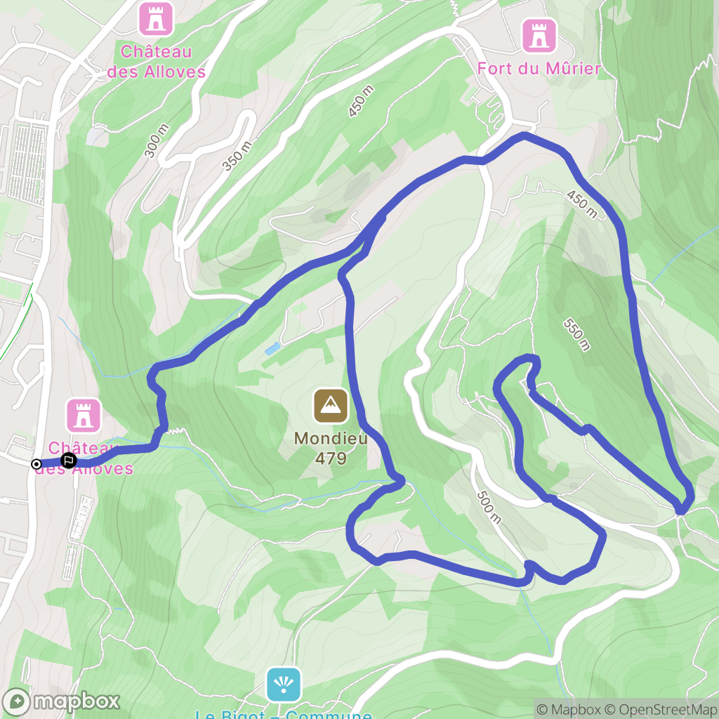 Saint-Martin-d'Hères : carte du parcours de randonnée - France