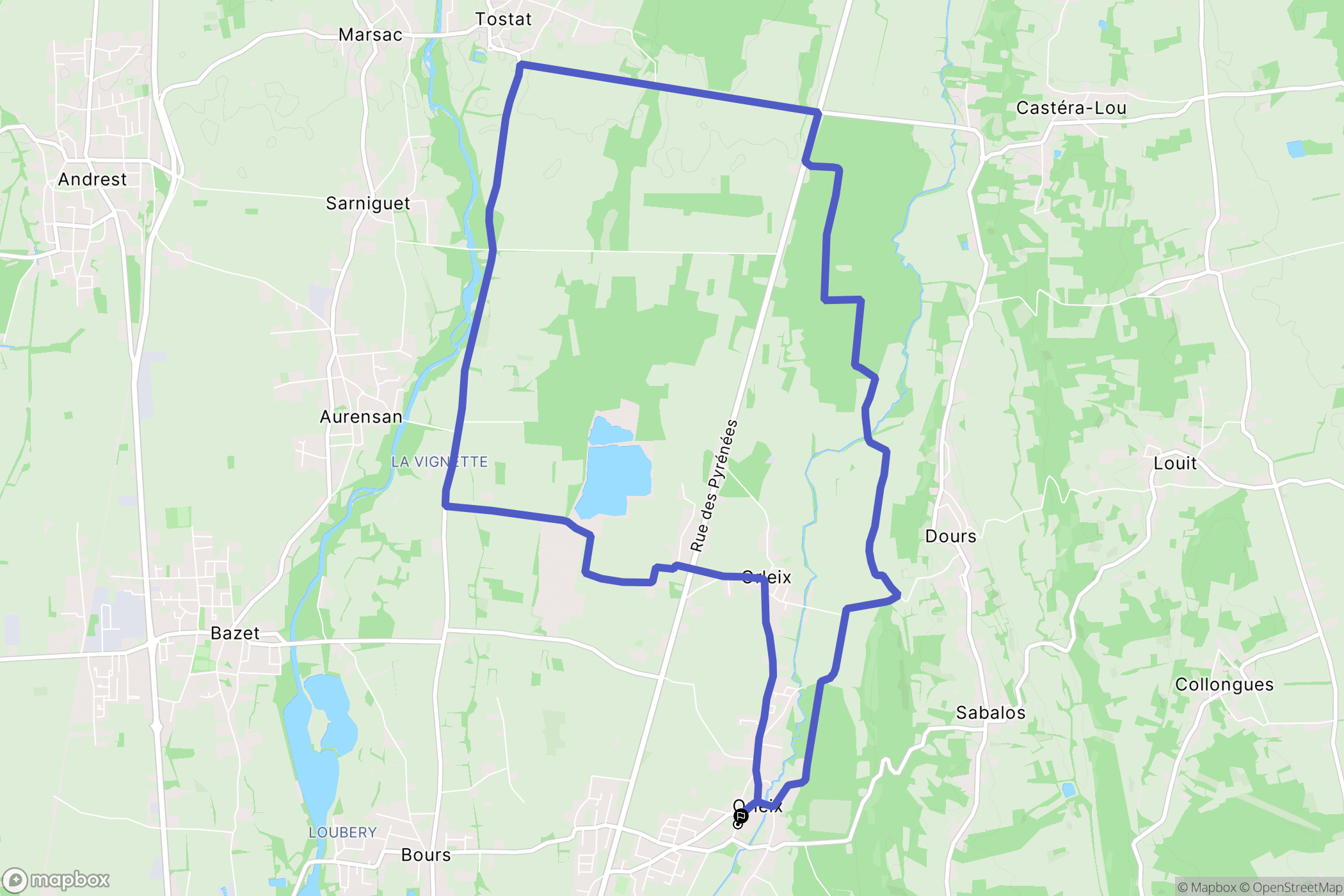 Orleix : carte du parcours de randonnée - France