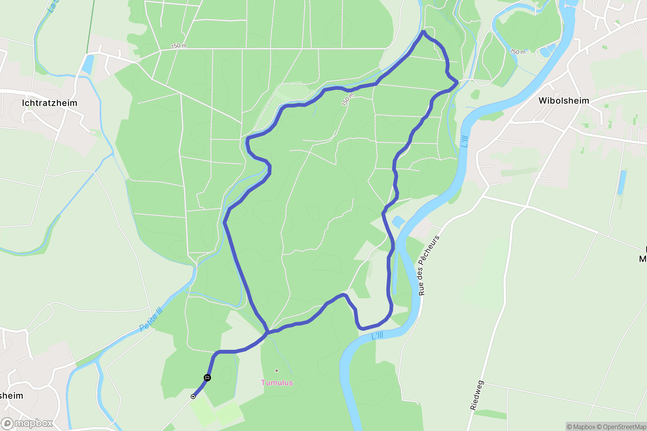 Hipsheim : carte du parcours de randonnée - France